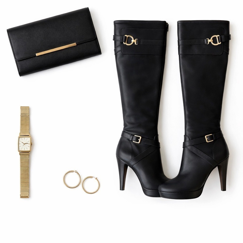 Cole Haan Air Julisa Tall Knee High Black Leather Riding Boots Women's 6.5B IOB - Picture 8 of 10